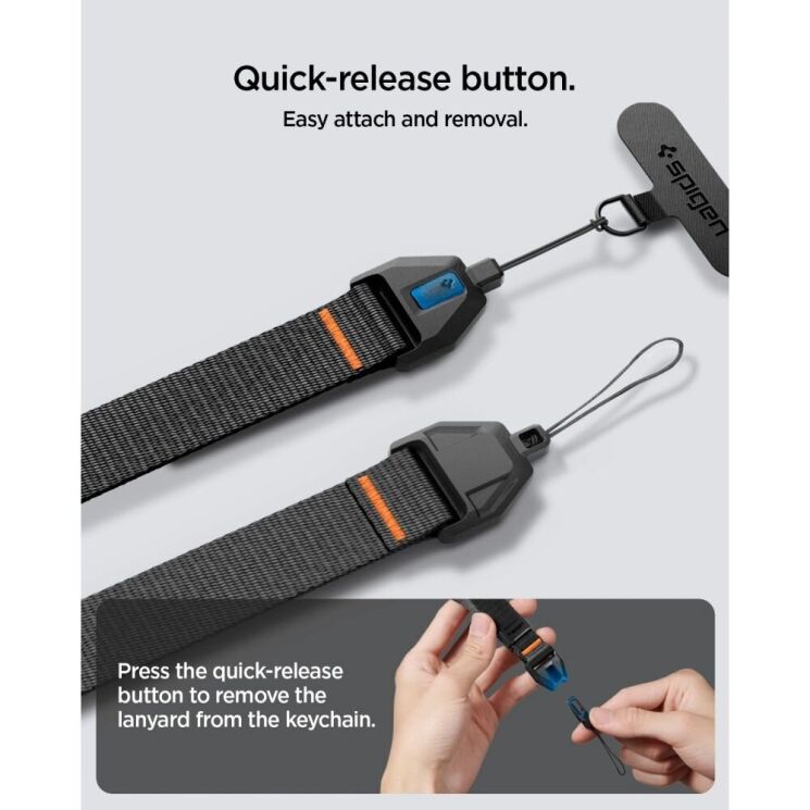Ремінець для смартфона Spigen Universal Adjustable Lanyard (AFA11626) - Black: фото 12 з 13