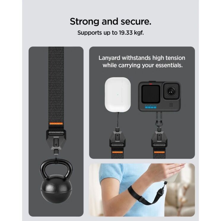 Ремінець для смартфона Spigen Universal Adjustable Lanyard (AFA11626) - Black: фото 9 з 13