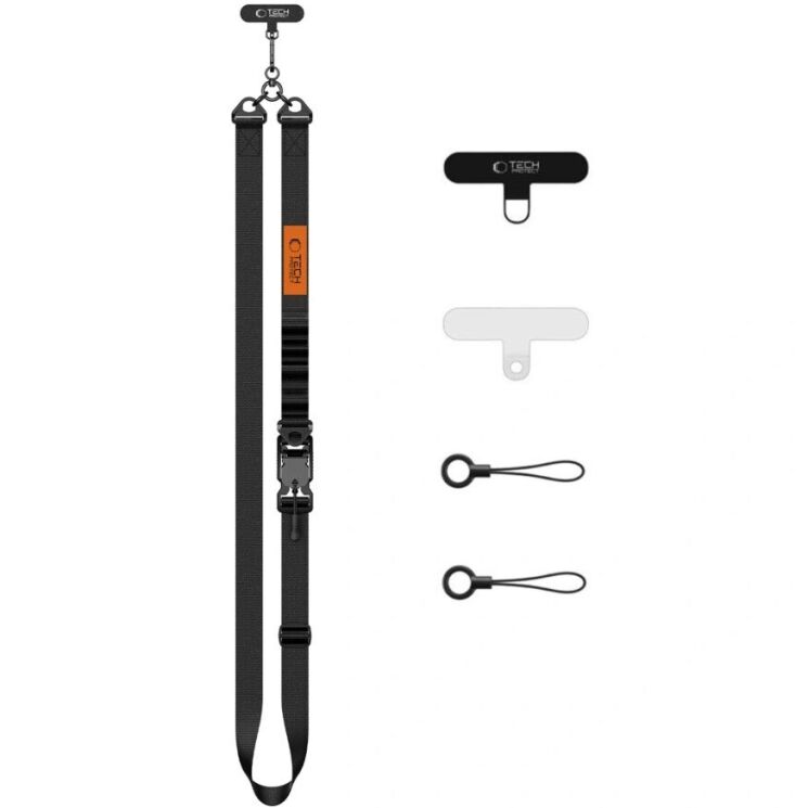Ремешок для смартфона Tech-Protect C9S Rope Crossbody - Black/Orange (983018BO) Ремешок для смартфона Tech-Protect C9S Rope Crossbody - Black/Orange: фото 2 из 8