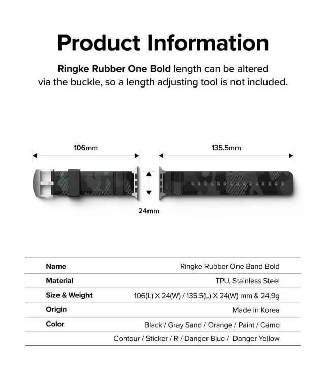 Ремінець Ringke Rubber One Bold Design для Apple Watch 46 / 44 / SE 44 / 45 / Ultra / Ultra 2 / Ultra 3 (49mm) 8809919309776 - Camo: фото 8 з 8