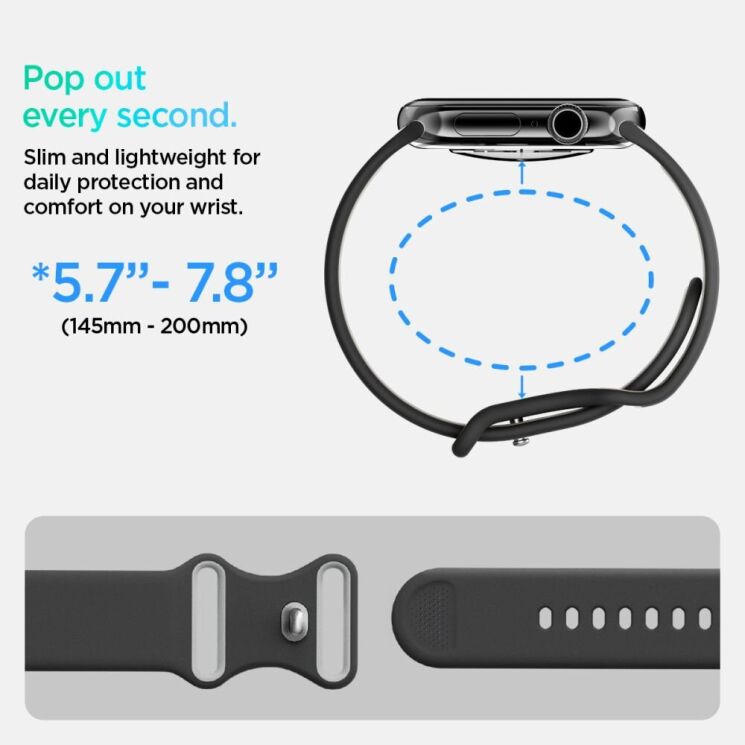 Ремешок Spigen (SGP) Nano Pop для Apple Watch 49 / 46 / 45 / 44 / SE 44 / Ultra / Ultra 2 (AMP09321) - Black Sesame: фото 12 из 12