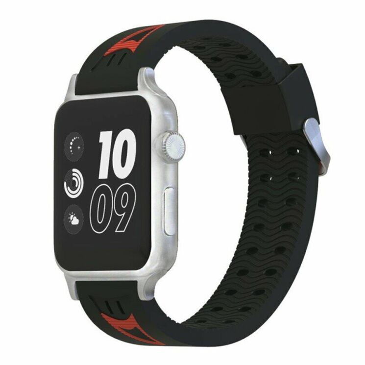 Ремінець UniCase Sport Style для Apple Watch 46 / 45 / 44 / SE 44 / 42 (Series 1-3) / Ultra / Ultra 2 / Ultra 3 - Black / Red: фото 1 з 5
