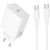 Мережевий зарядний пристрій Hoco C162A PD40W + кабель Type-C to Type-C - White: фото 1 з 9