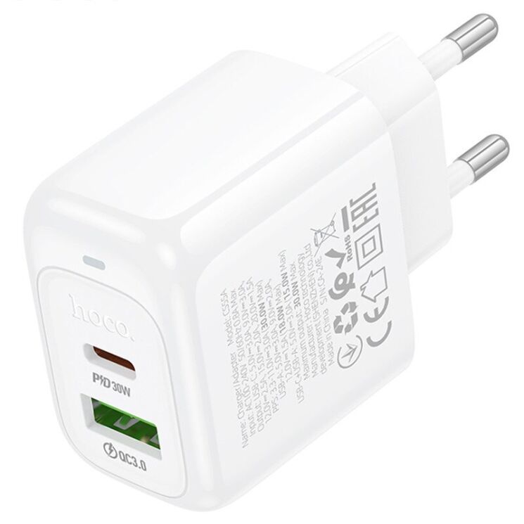 Сетевое зарядное устройство Hoco CS55A Surplus PD30W+QC3.0 - White: фото 5 из 8