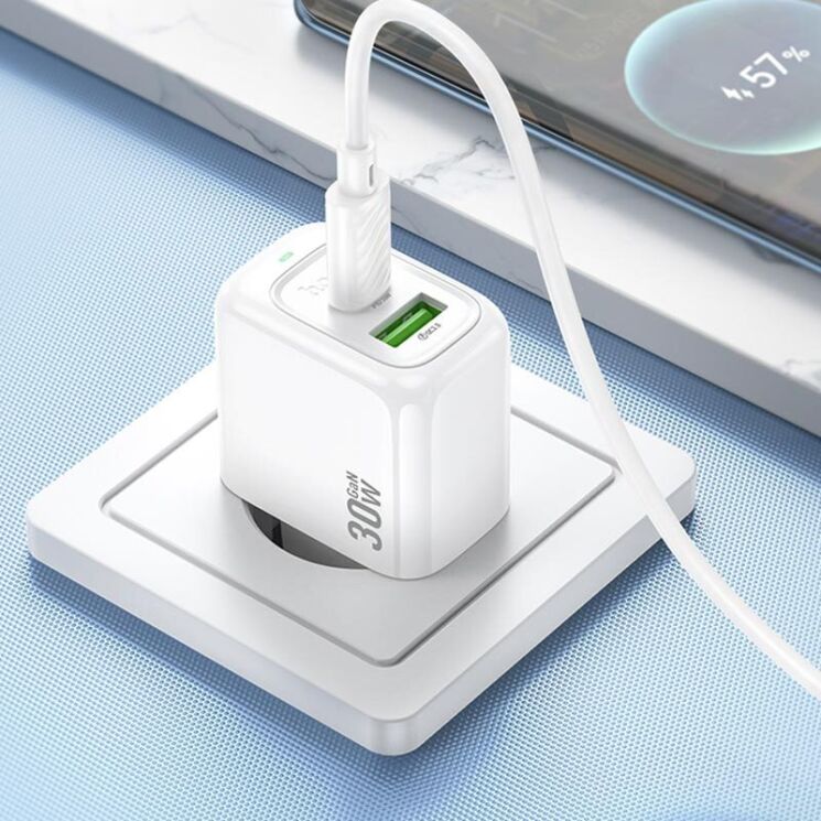 Сетевое зарядное устройство Hoco CS55A Surplus PD30W+QC3.0 - White: фото 8 из 8