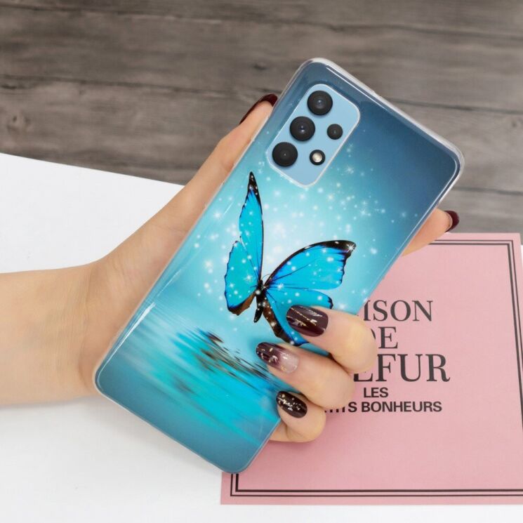 Силиконовый (TPU) чехол Deexe LumiCase для Samsung Galaxy A32 (А325) - Blue Butterfly: фото 2 из 5