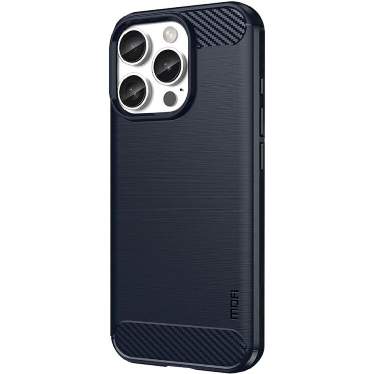 Силиконовый (TPU) чехол MOFI Carbon Fiber для Apple iPhone 16 Pro Max - Blue: фото 2 из 12