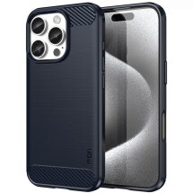 Силиконовый (TPU) чехол MOFI Carbon Fiber для Apple iPhone 16 Pro Max - Blue: фото 1 из 12