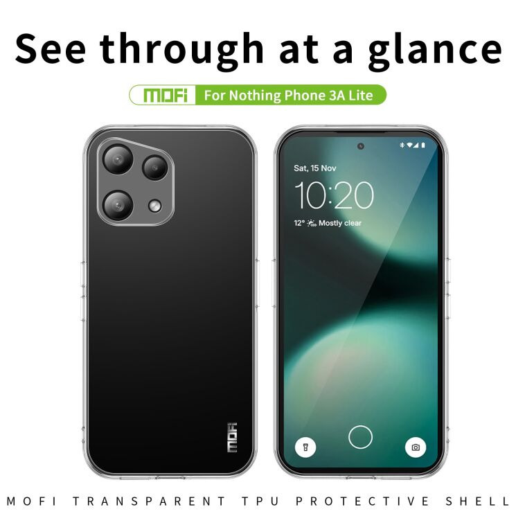 Силіконовий (TPU) чохол MOFI Thin Guard для Nothing Phone (3a) Lite - Transparent (405428T) Силіконовий (TPU) чохол MOFI Thin Guard для Nothing Phone (3a) Lite - Transparent: фото 2 з 9