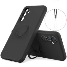 Силиконовый (TPU) чехол с кольцом Deexe Color Shell для Samsung Galaxy S26 FE - Black: фото 1 из 8
