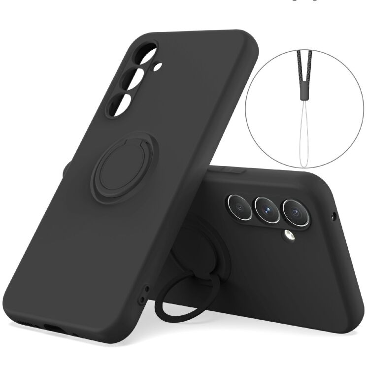 Силиконовый (TPU) чехол с кольцом Deexe Color Shell для Samsung Galaxy S26 FE - Black: фото 1 из 8