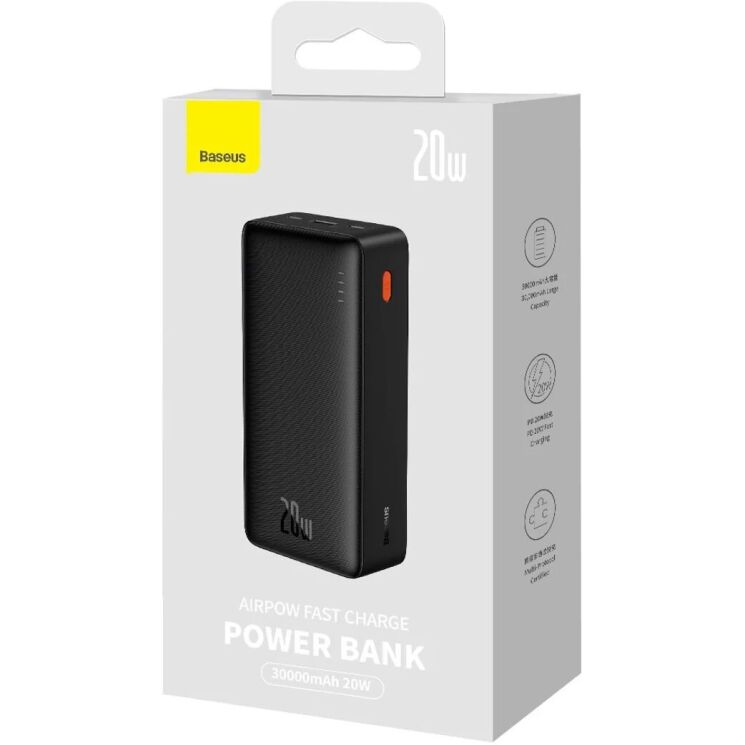 Зовнішній акумулятор Baseus Airpow 20W (30000mAh) PPQD090101 - Black (995776B) Зовнішній акумулятор Baseus Airpow 20W (30000mAh) PPQD090101 - Black: фото 6 з 21
