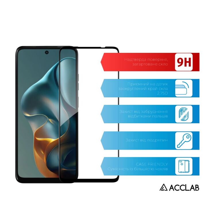 Захисне скло ACCLAB Full Glue для Motorola Moto G17 Power - Black: фото 3 з 7
