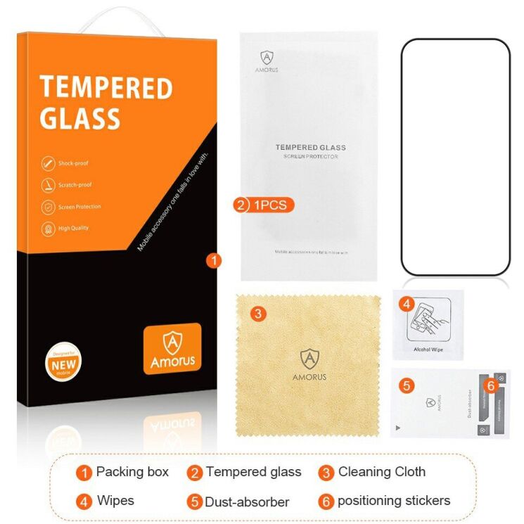 Защитное стекло AMORUS Full Glue Tempered Glass для Xiaomi 17 Pro Max - Black: фото 8 из 9