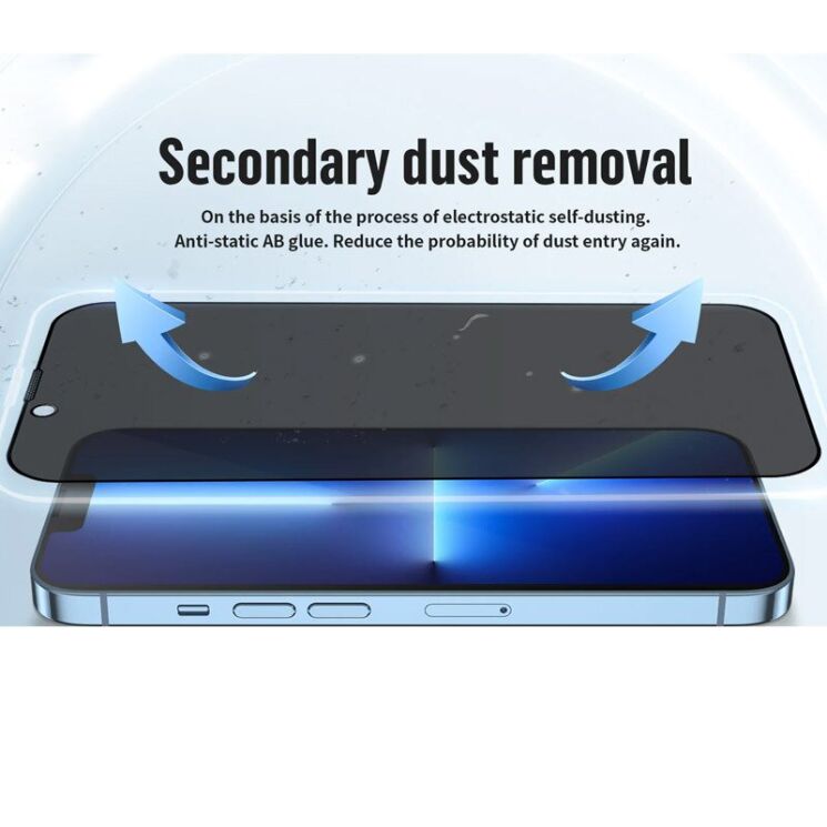 Захисне скло Blueo Full Cover Anti-Peep для Apple iPhone 15 / iPhone 16 - Black: фото 3 з 3