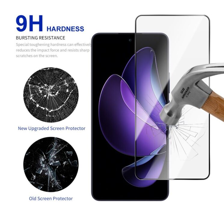 Защитное стекло RURIHAI Full Glue Screen Protect для OPPO Reno 13 F/FS 5G - Black: фото 4 из 7