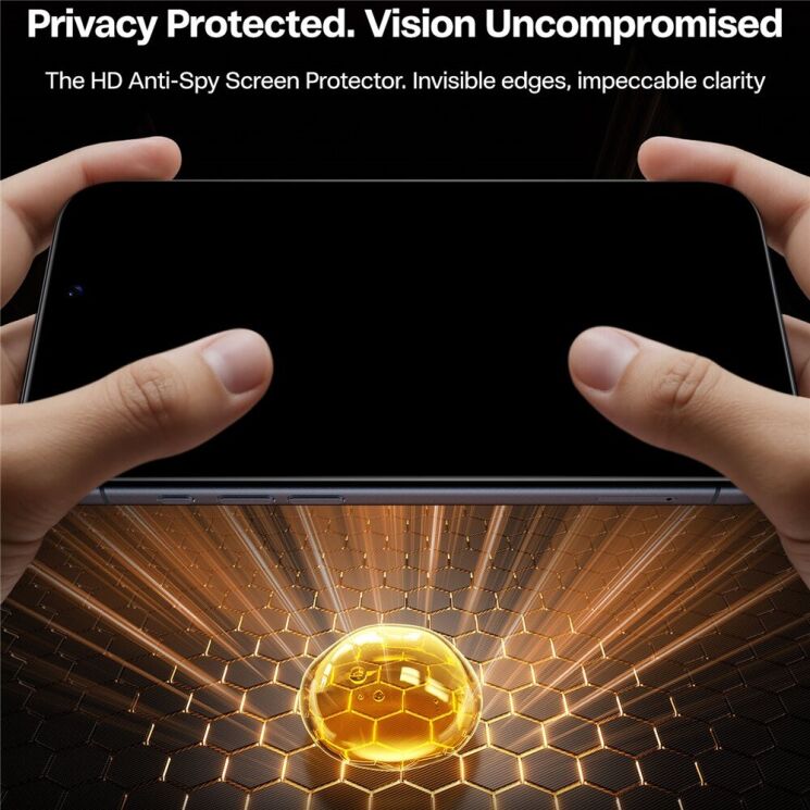 Захисне скло TORRAS GlassGo Privacy для iPhone 17 Pro Max - Black: фото 6 з 8