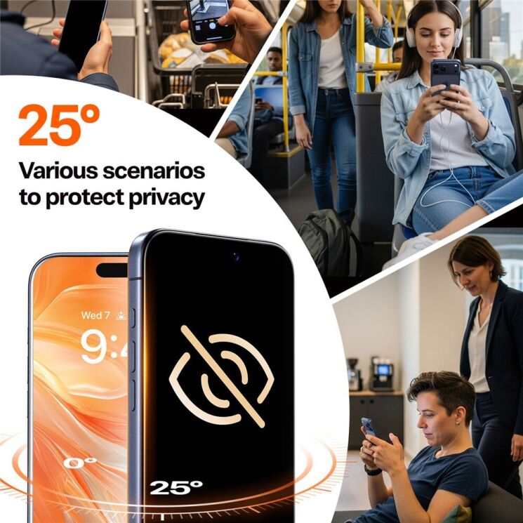 Захисне скло TORRAS GlassGo Privacy для iPhone 17 Pro Max - Black: фото 3 з 8