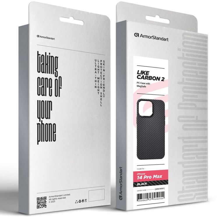 Защитный чехол ArmorStandart LikeCarbon2 MagCase для Apple iPhone 14 Pro Max - Black: фото 2 из 2