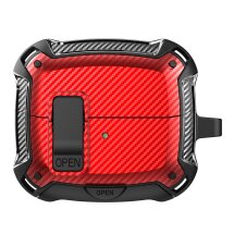 Защитный чехол Deexe Carbon Shield для Samsung Galaxy Buds 3 / Buds 3 Pro - Black / Red: фото 1 из 9