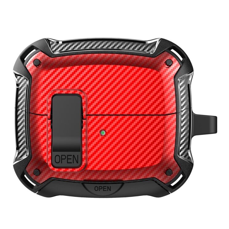 Защитный чехол Deexe Carbon Shield для Samsung Galaxy Buds 3 / Buds 3 Pro - Black / Red: фото 1 из 9