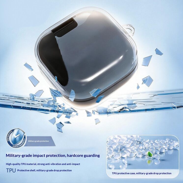 Захисний чохол Deexe Crystal Case для Samsung Galaxy Buds 4 / Buds 4 Pro - Transparent: фото 4 з 8