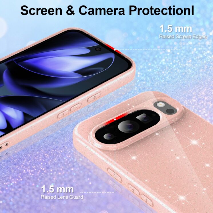 Защитный чехол Deexe Glitter Case with MagSafe для Google Pixel 10 Pro - Pink: фото 2 из 7
