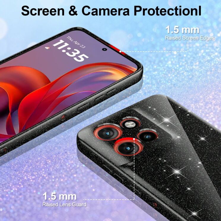 Защитный чехол Deexe Glitter Case with MagSafe для Motorola Edge 50 Neo / 60 Neo - Blue: фото 3 из 7