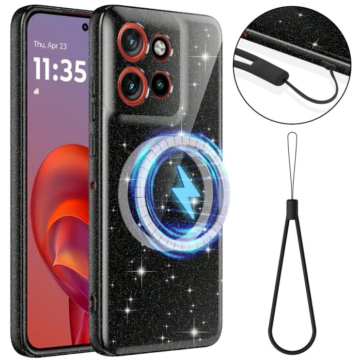 Защитный чехол Deexe Glitter Case with MagSafe для Motorola Edge 50 Neo / 60 Neo - Black: фото 1 из 7