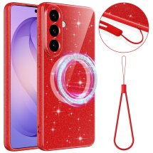 Защитный чехол Deexe Glitter Case with MagSafe для Samsung Galaxy A57 (A576) - Red: фото 1 из 7