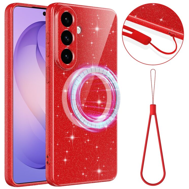 Защитный чехол Deexe Glitter Case with MagSafe для Samsung Galaxy A57 (A576) - Red: фото 1 из 7