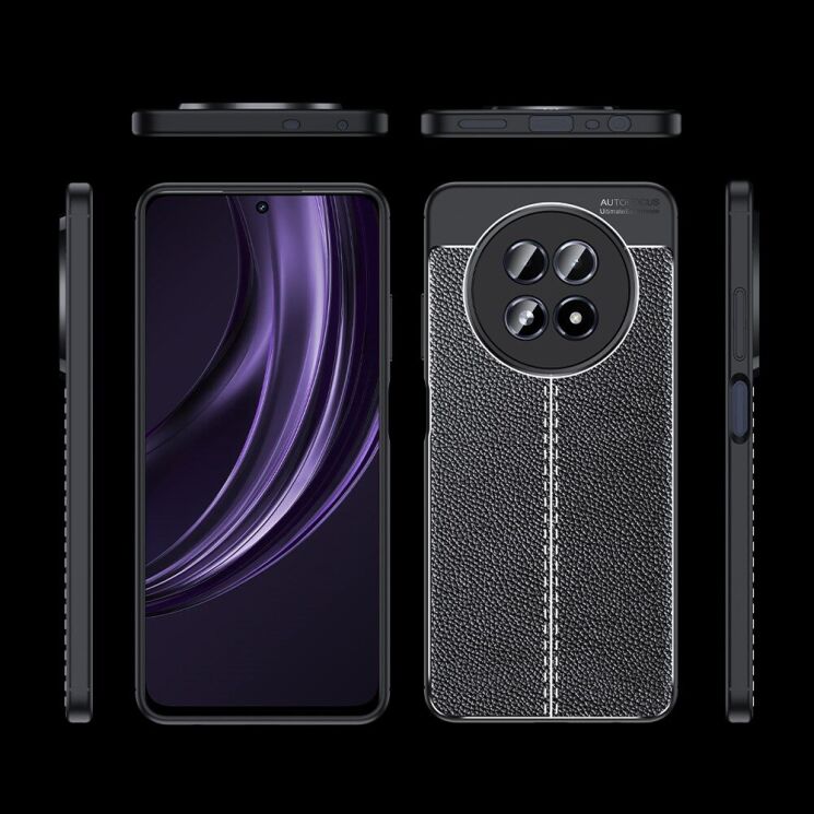 Защитный чехол Deexe Leather Cover для Realme 13 5G - Black: фото 12 из 12