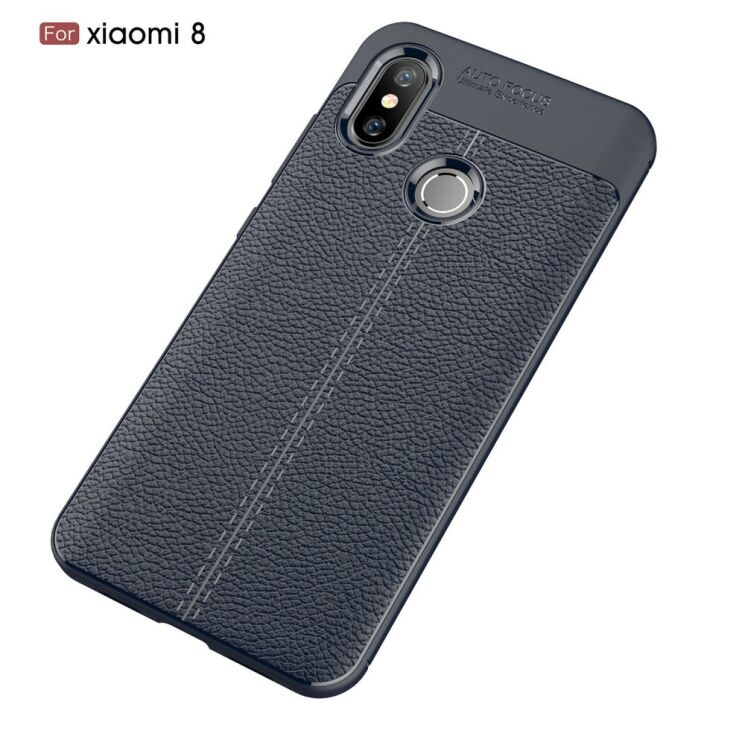Защитный чехол Deexe Leather Cover для Xiaomi Mi 8 - Dark Blue: фото 2 из 10