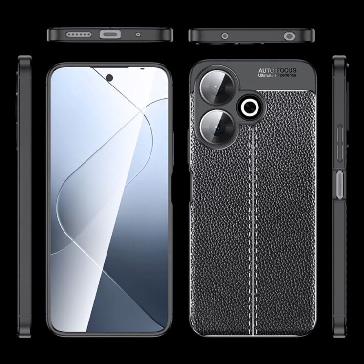 Защитный чехол Deexe Leather Cover для Xiaomi Redmi 13 - Black: фото 5 из 7