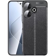 Защитный чехол Deexe Leather Cover для Xiaomi Redmi 13 - Black: фото 1 из 7