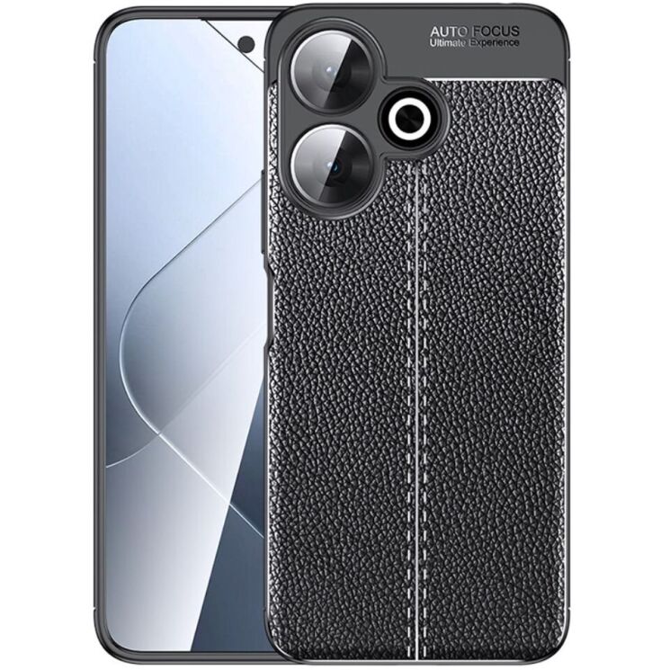 Защитный чехол Deexe Leather Cover для Xiaomi Redmi 13 - Black: фото 1 из 7