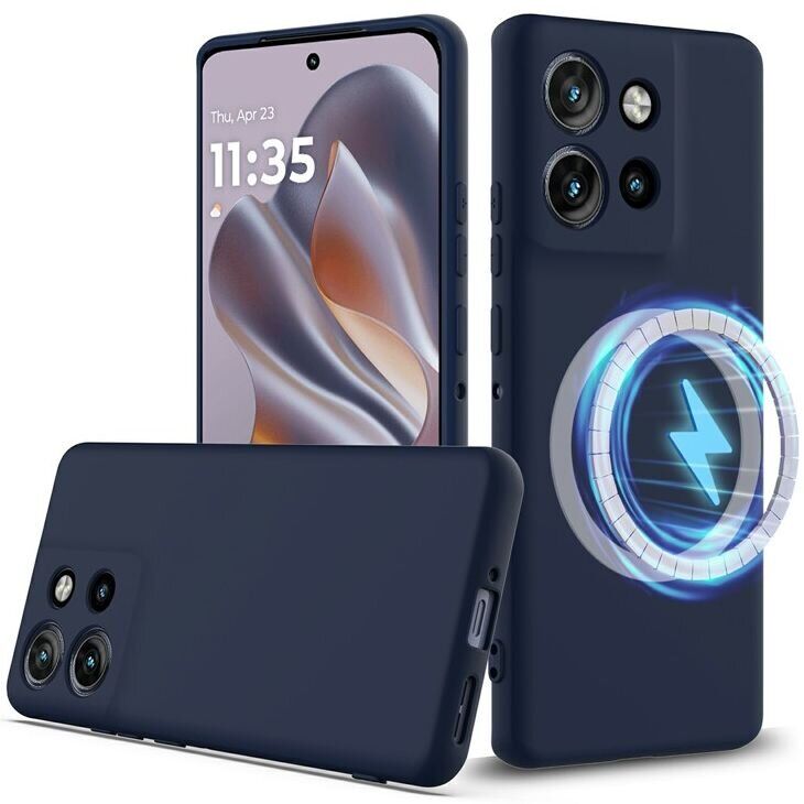 Защитный чехол Deexe Silicone Case with MagSafe для Motorola Edge 50 Neo - Dark Blue: фото 2 из 9