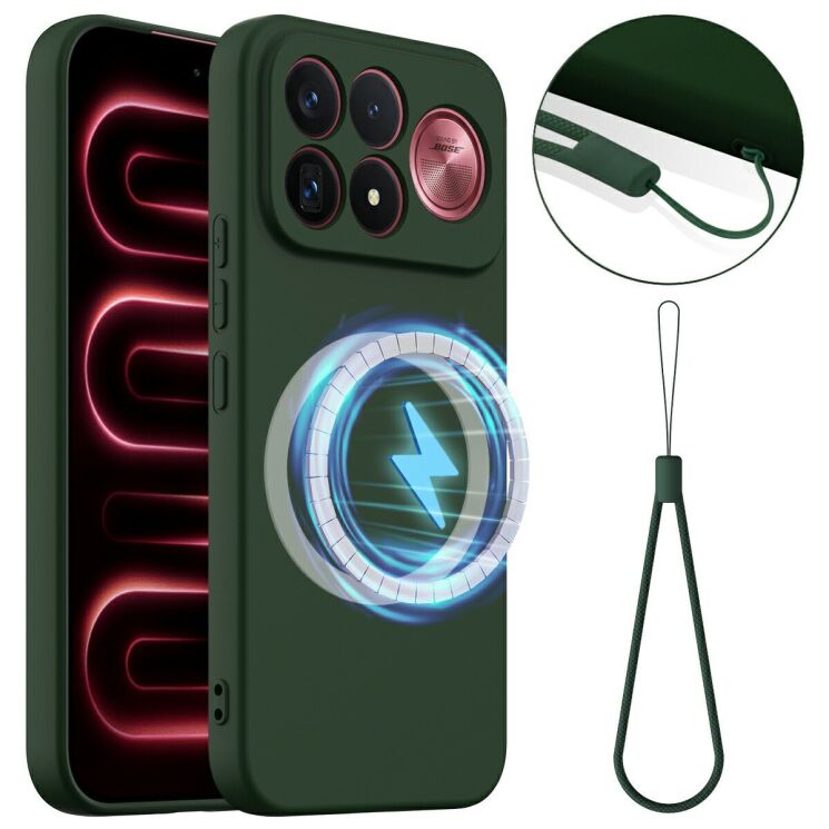 Защитный чехол Deexe Silicone Case with MagSafe для Xiaomi Poco F9 Ultra - Dark Green: фото 1 из 8
