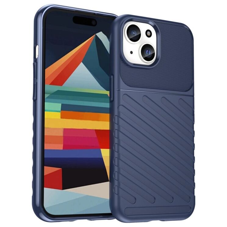 Защитный чехол Deexe Thunder Series для iPhone 15 - Blue: фото 1 из 8