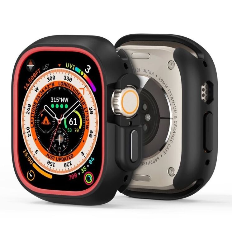 Защитный чехол Dux Ducis Bamo Series для Apple Watch Ultra / Ultra 2 (49mm) - Black / Red: фото 2 из 18