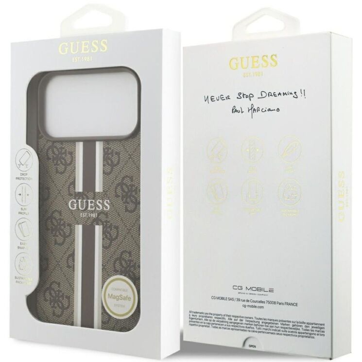 Защитный чехол Guess 4G Printed Stripes MagSafe для iPhone 17 Pro Max (GUHMP17XP4RPSW) - Brown: фото 8 из 9