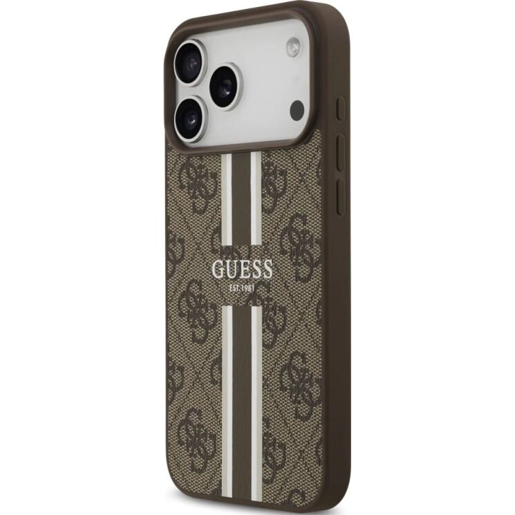 Защитный чехол Guess 4G Printed Stripes MagSafe для iPhone 17 Pro Max (GUHMP17XP4RPSW) - Brown: фото 3 из 9