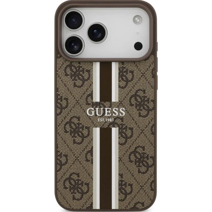 Защитный чехол Guess 4G Printed Stripes MagSafe для iPhone 17 Pro Max (GUHMP17XP4RPSW) - Brown: фото 2 из 9