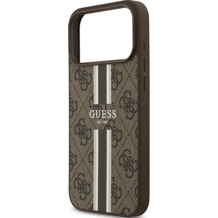 Защитный чехол Guess 4G Printed Stripes MagSafe для iPhone 17 Pro Max (GUHMP17XP4RPSW) - Brown: фото 6 из 9