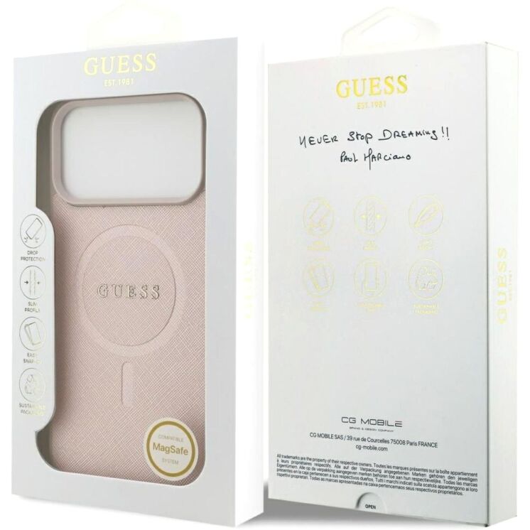 Захисний чохол Guess Saffiano Classic Logo MagSafe для iPhone 17 Pro Max (GUHMP17XPSAHMCP) - Pink: фото 8 з 9