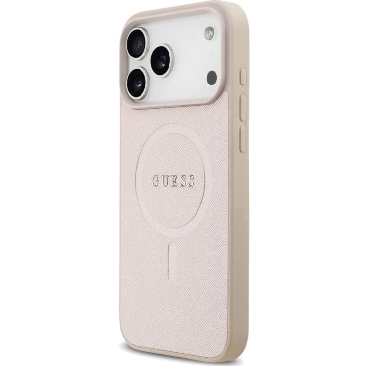 Захисний чохол Guess Saffiano Classic Logo MagSafe для iPhone 17 Pro Max (GUHMP17XPSAHMCP) - Pink: фото 3 з 9