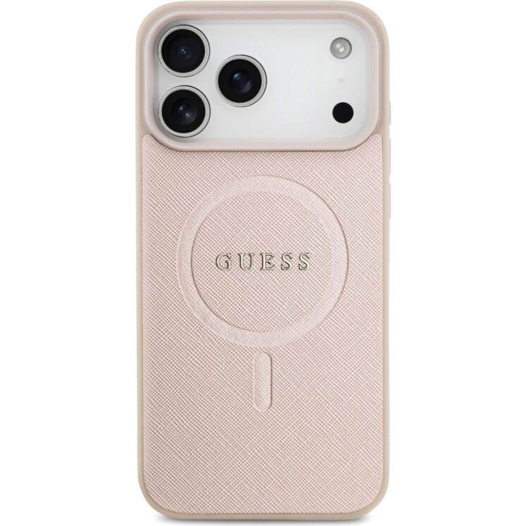 Захисний чохол Guess Saffiano Classic Logo MagSafe для iPhone 17 Pro Max (GUHMP17XPSAHMCP) - Pink: фото 2 з 9