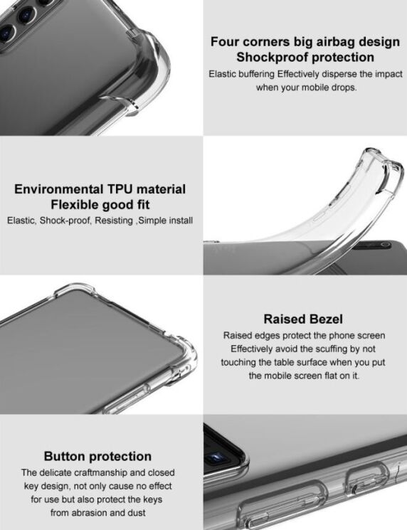 Защитный чехол IMAK Airbag MAX Case для Xiaomi Poco F6 Pro - Transparent Black: фото 8 из 10