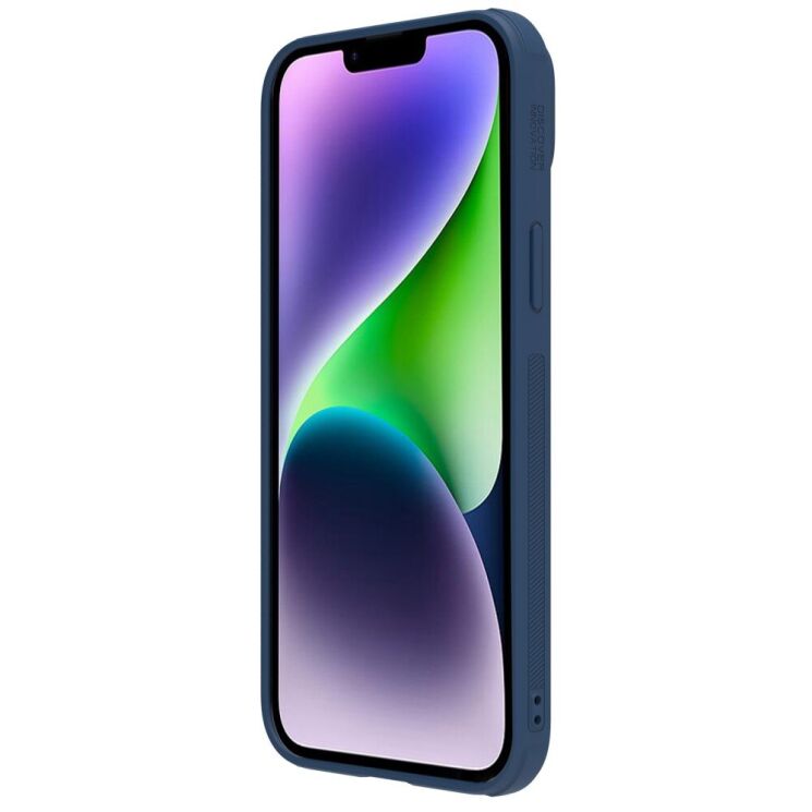 Защитный чехол NILLKIN CamShield Leather Case для Apple iPhone 14 - Blue: фото 5 из 15