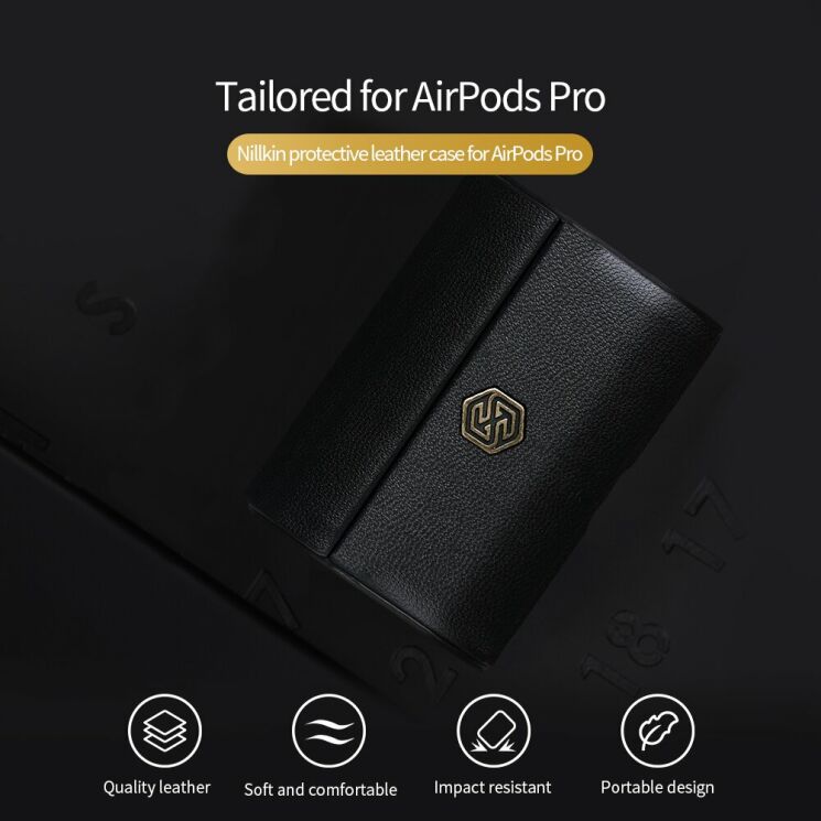 Захисний чохол NILLKIN Leather Case для Apple AirPods Pro - Black: фото 4 з 14